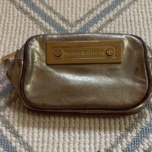 Tory Burch Metallic Gold Pouch/Makeup Bag
